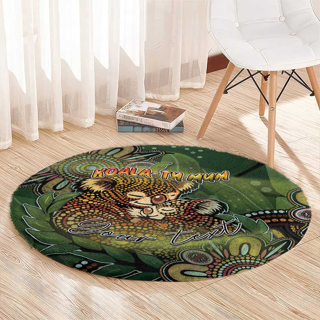 Personalised Koala Mum Australia Mother's Day Round Carpet Aboriginal Dot Art Floral Joey Hug