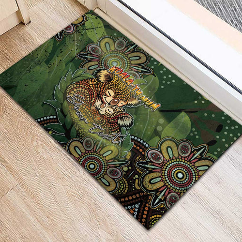 Personalised Koala Mum Australia Mother's Day Rubber Doormat Aboriginal Dot Art Floral Joey Hug