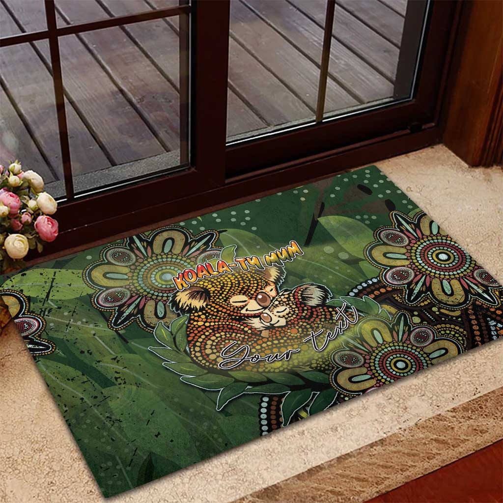 Personalised Koala Mum Australia Mother's Day Rubber Doormat Aboriginal Dot Art Floral Joey Hug