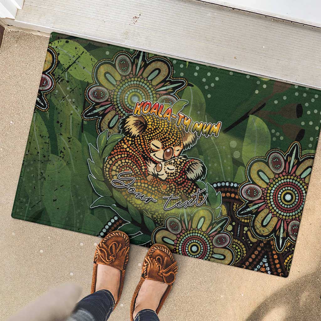 Personalised Koala Mum Australia Mother's Day Rubber Doormat Aboriginal Dot Art Floral Joey Hug