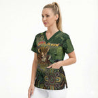 Personalised Koala Mum Australia Mother's Day Scrub Top Aboriginal Dot Art Floral Joey Hug