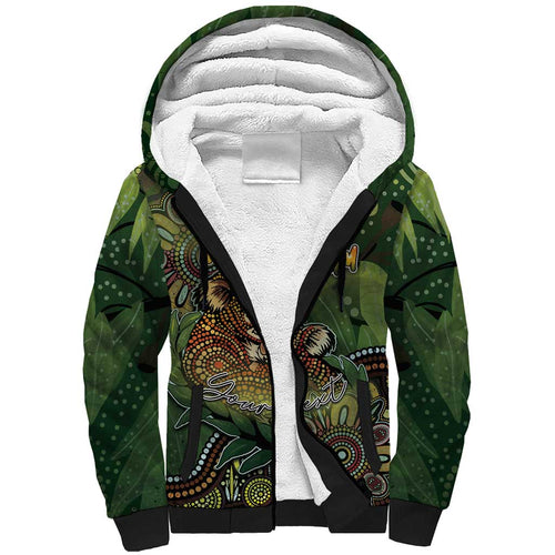Personalised Koala Mum Australia Mother's Day Sherpa Hoodie Aboriginal Dot Art Floral Joey Hug