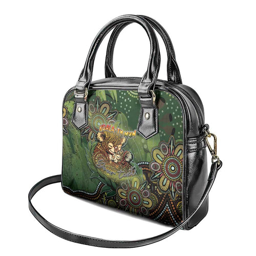 Personalised Koala Mum Australia Mother's Day Shoulder Handbag Aboriginal Dot Art Floral Joey Hug