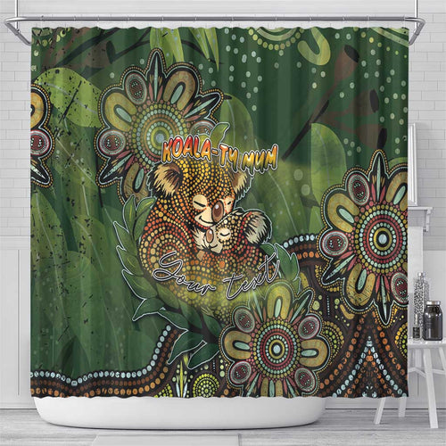 Personalised Koala Mum Australia Mother's Day Shower Curtain Aboriginal Dot Art Floral Joey Hug