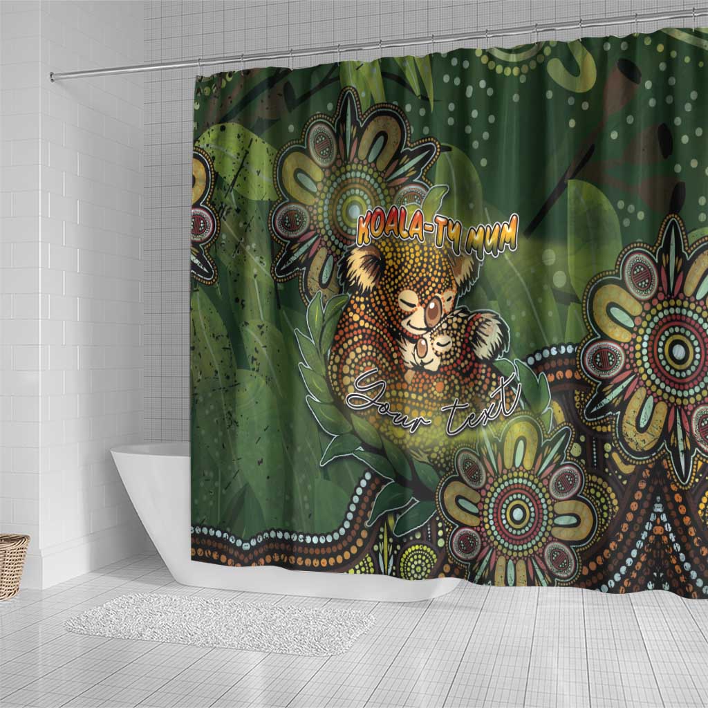 Personalised Koala Mum Australia Mother's Day Shower Curtain Aboriginal Dot Art Floral Joey Hug