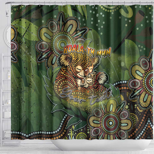Personalised Koala Mum Australia Mother's Day Shower Curtain Aboriginal Dot Art Floral Joey Hug