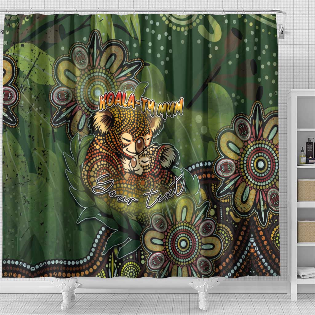 Personalised Koala Mum Australia Mother's Day Shower Curtain Aboriginal Dot Art Floral Joey Hug