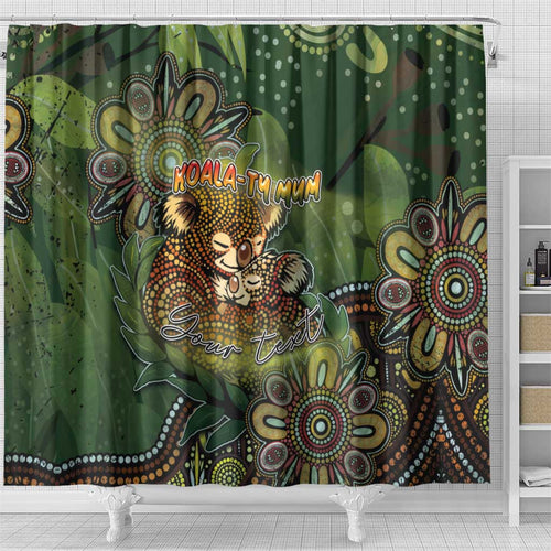 Personalised Koala Mum Australia Mother's Day Shower Curtain Aboriginal Dot Art Floral Joey Hug