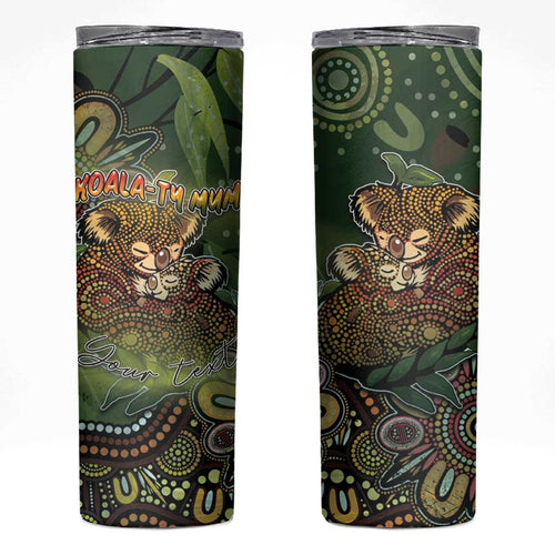 Personalised Koala Mum Australia Mother's Day Skinny Tumbler Aboriginal Dot Art Floral Joey Hug