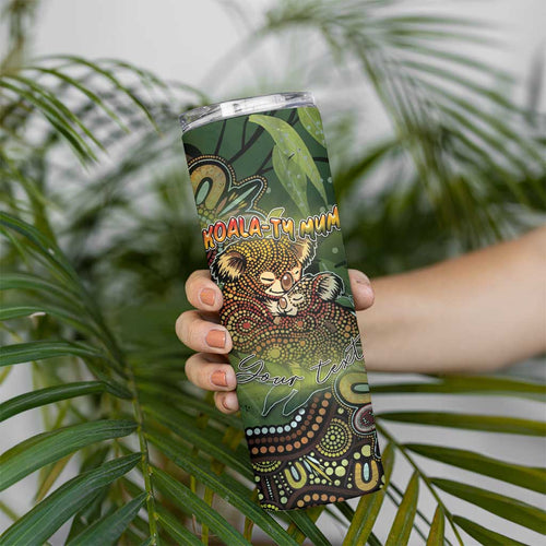 Personalised Koala Mum Australia Mother's Day Skinny Tumbler Aboriginal Dot Art Floral Joey Hug