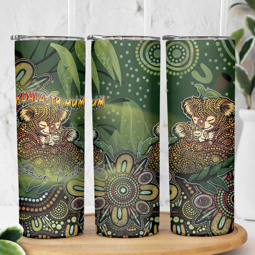 Personalised Koala Mum Australia Mother's Day Skinny Tumbler Aboriginal Dot Art Floral Joey Hug
