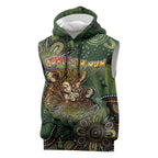 Personalised Koala Mum Australia Mother's Day Sleeveless Hoodie Aboriginal Dot Art Floral Joey Hug