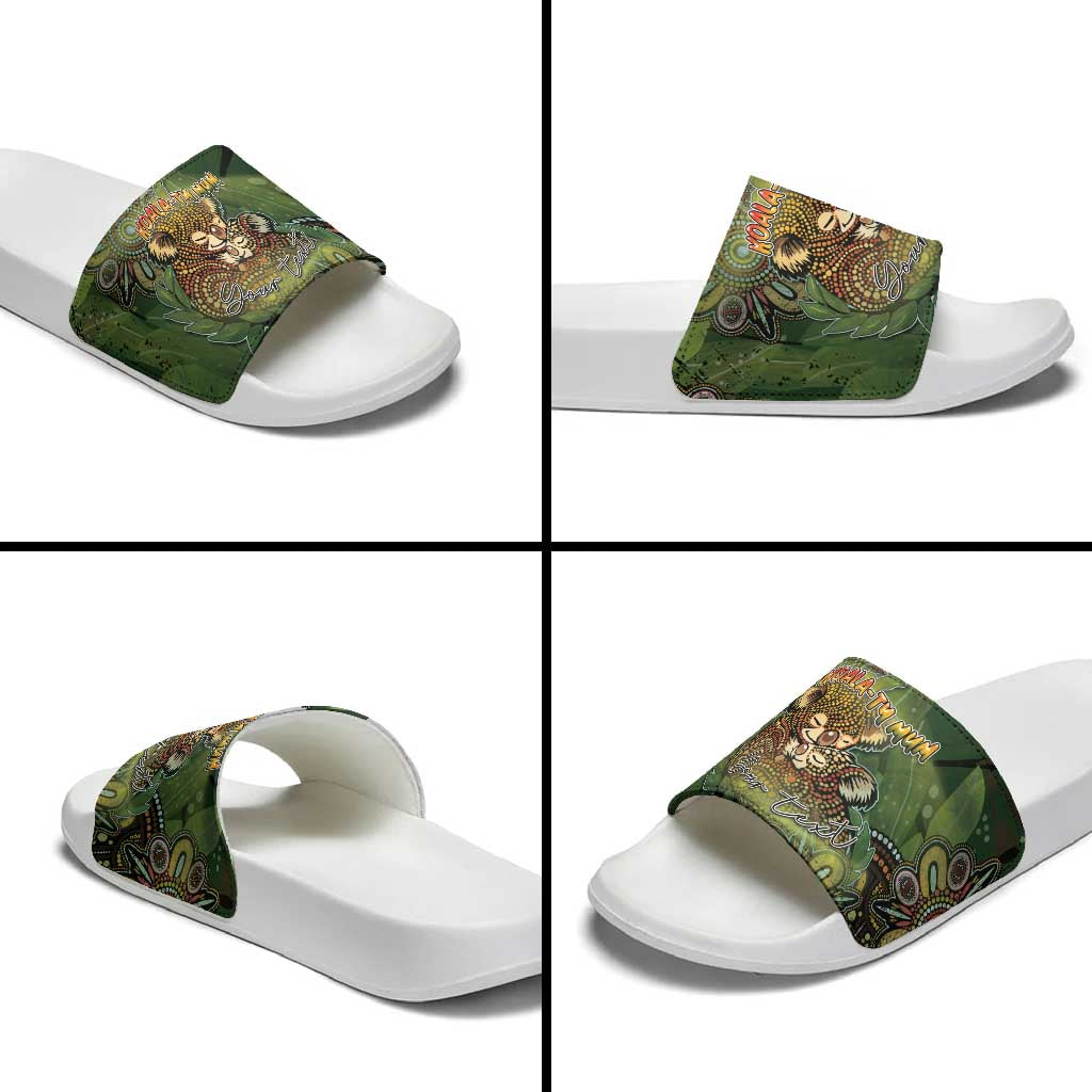 Personalised Koala Mum Australia Mother's Day Slide Sandals Aboriginal Dot Art Floral Joey Hug
