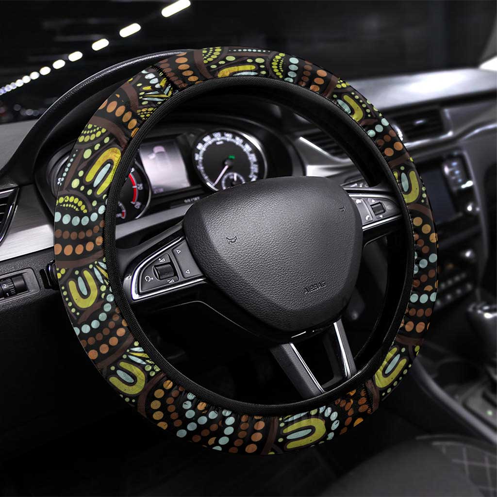 Koala Mum Australia Mother's Day Steering Wheel Cover Aboriginal Dot Art Floral Joey Hug