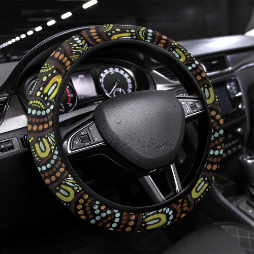 Koala Mum Australia Mother's Day Steering Wheel Cover Aboriginal Dot Art Floral Joey Hug