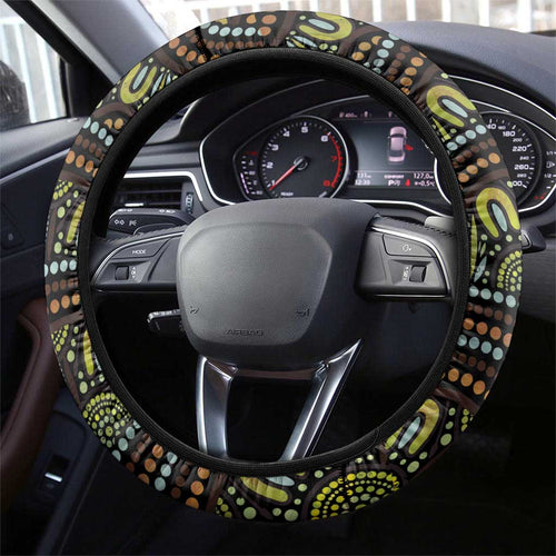 Koala Mum Australia Mother's Day Steering Wheel Cover Aboriginal Dot Art Floral Joey Hug