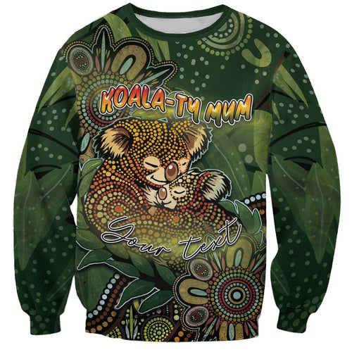 Personalised Koala Mum Australia Mother's Day Sweatshirt Aboriginal Dot Art Floral Joey Hug