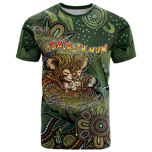 Personalised Koala Mum Australia Mother's Day T Shirt Aboriginal Dot Art Floral Joey Hug