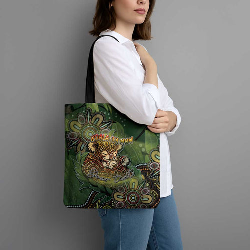 Personalised Koala Mum Australia Mother's Day Tote Bag Aboriginal Dot Art Floral Joey Hug