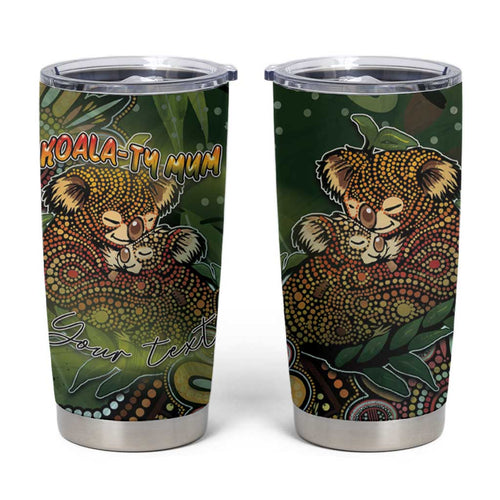 Personalised Koala Mum Australia Mother's Day Tumbler Cup Aboriginal Dot Art Floral Joey Hug