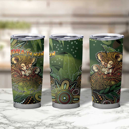 Personalised Koala Mum Australia Mother's Day Tumbler Cup Aboriginal Dot Art Floral Joey Hug
