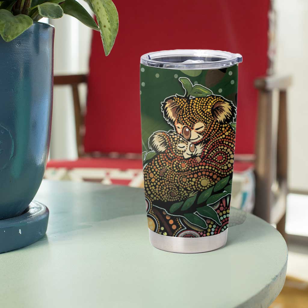 Personalised Koala Mum Australia Mother's Day Tumbler Cup Aboriginal Dot Art Floral Joey Hug