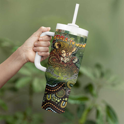Personalised Koala Mum Australia Mother's Day Tumbler With Handle Aboriginal Dot Art Floral Joey Hug