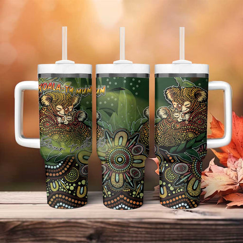 Personalised Koala Mum Australia Mother's Day Tumbler With Handle Aboriginal Dot Art Floral Joey Hug