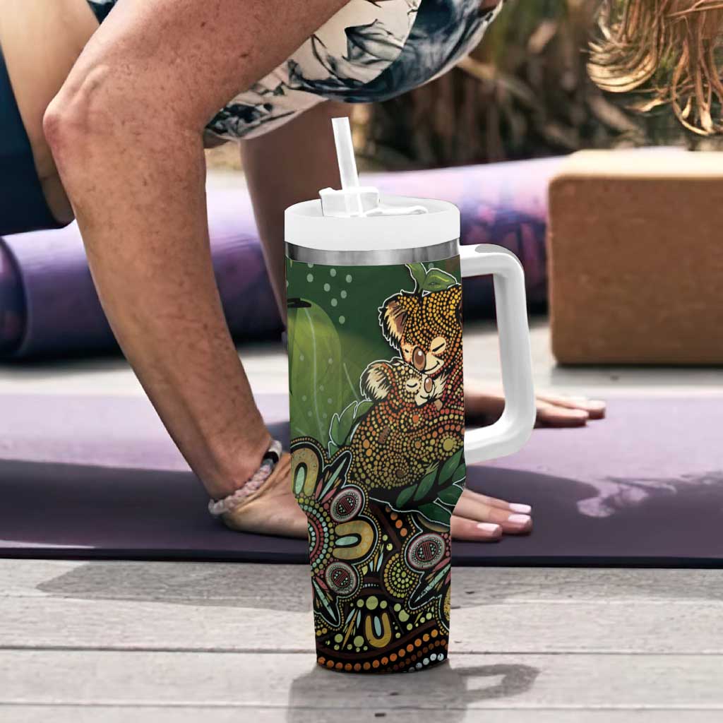Personalised Koala Mum Australia Mother's Day Tumbler With Handle Aboriginal Dot Art Floral Joey Hug