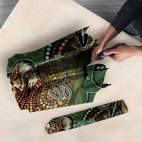 Personalised Koala Mum Australia Mother's Day Umbrella Aboriginal Dot Art Floral Joey Hug