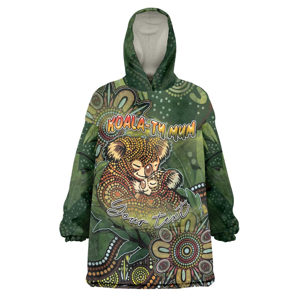 Personalised Koala Mum Australia Mother's Day Wearable Blanket Hoodie Aboriginal Dot Art Floral Joey Hug