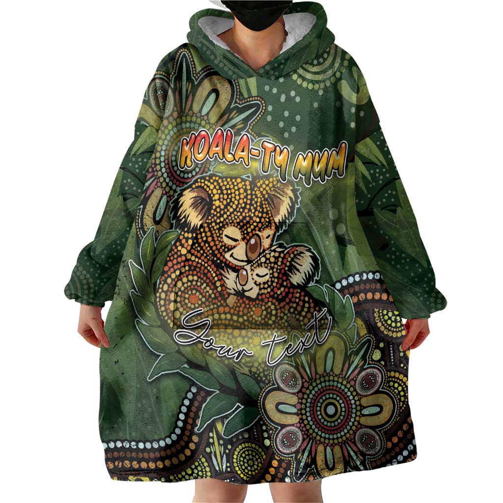Personalised Koala Mum Australia Mother's Day Wearable Blanket Hoodie Aboriginal Dot Art Floral Joey Hug