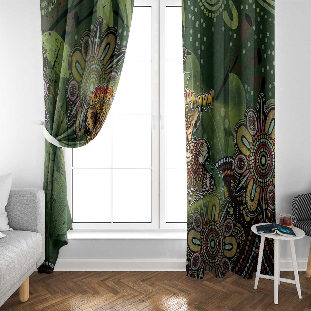 Personalised Koala Mum Australia Mother's Day Window Curtain Aboriginal Dot Art Floral Joey Hug