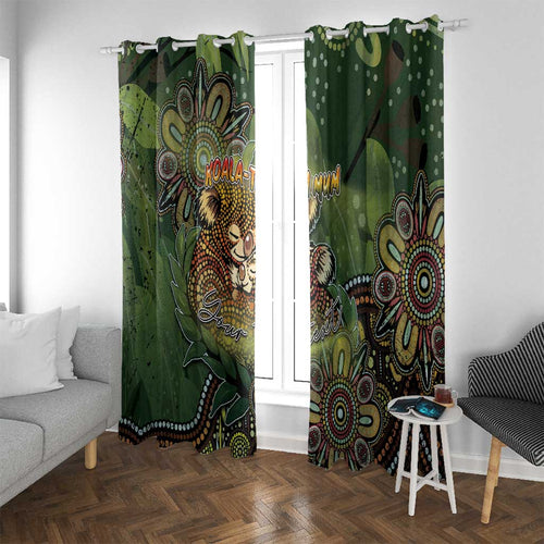 Personalised Koala Mum Australia Mother's Day Window Curtain Aboriginal Dot Art Floral Joey Hug
