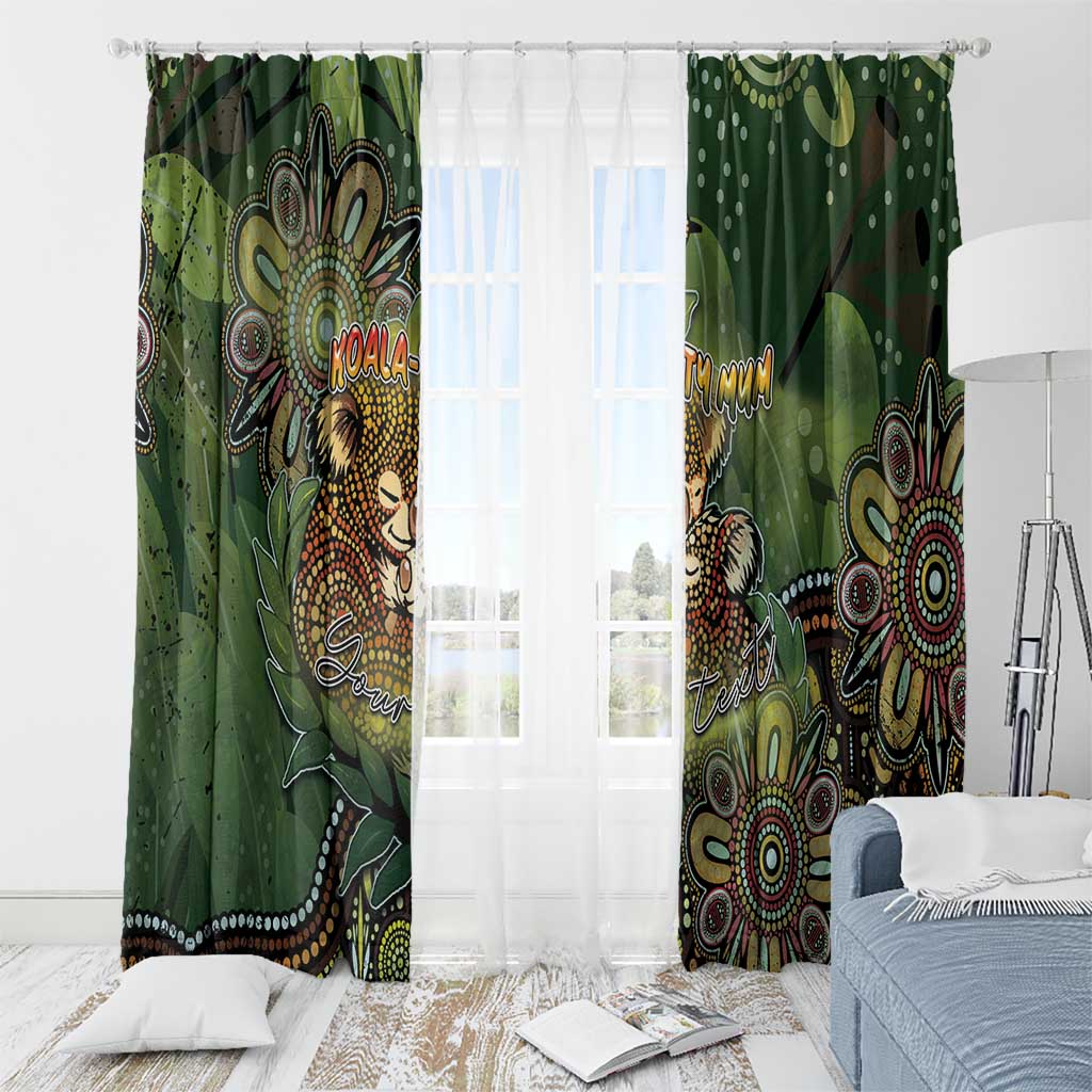 Personalised Koala Mum Australia Mother's Day Window Curtain Aboriginal Dot Art Floral Joey Hug