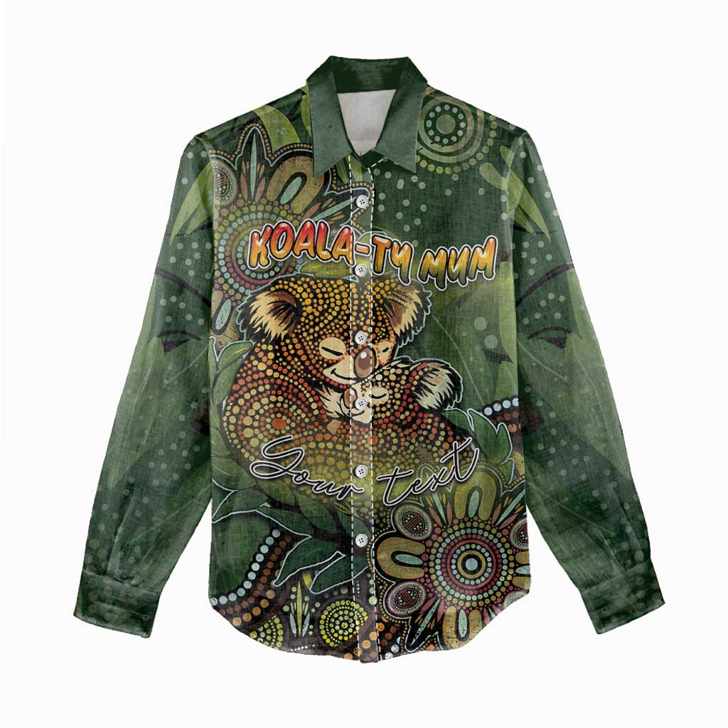 Personalised Koala Mum Australia Mother's Day Women Casual Shirt Aboriginal Dot Art Floral Joey Hug