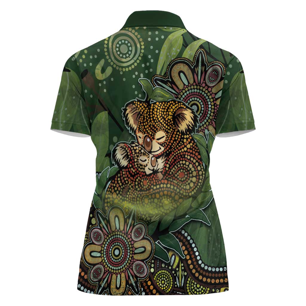 Personalised Koala Mum Australia Mother's Day Women Polo Shirt Aboriginal Dot Art Floral Joey Hug