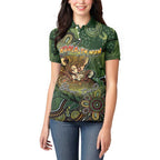Personalised Koala Mum Australia Mother's Day Women Polo Shirt Aboriginal Dot Art Floral Joey Hug