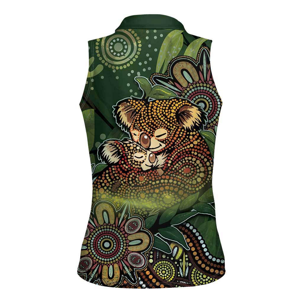 Personalised Koala Mum Australia Mother's Day Women Sleeveless Polo Shirt Aboriginal Dot Art Floral Joey Hug
