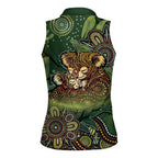 Personalised Koala Mum Australia Mother's Day Women Sleeveless Polo Shirt Aboriginal Dot Art Floral Joey Hug