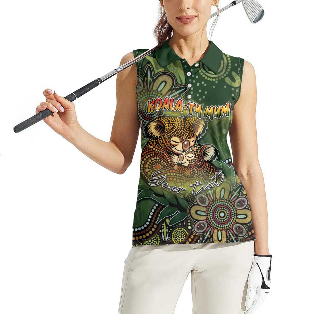 Personalised Koala Mum Australia Mother's Day Women Sleeveless Polo Shirt Aboriginal Dot Art Floral Joey Hug