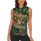 Personalised Koala Mum Australia Mother's Day Women Sleeveless Polo Shirt Aboriginal Dot Art Floral Joey Hug