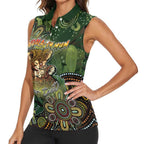Personalised Koala Mum Australia Mother's Day Women Sleeveless Polo Shirt Aboriginal Dot Art Floral Joey Hug