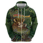 Personalised Koala Mum Australia Mother's Day Zip Hoodie Aboriginal Dot Art Floral Joey Hug