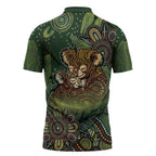 Personalised Koala Mum Australia Mother's Day Zipper Polo Shirt Aboriginal Dot Art Floral Joey Hug