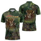Personalised Koala Mum Australia Mother's Day Zipper Polo Shirt Aboriginal Dot Art Floral Joey Hug
