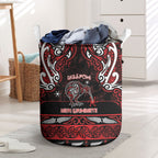 Ngapuhi Aotearoa Meri Kirihimete Laundry Basket Maori Kiwi Bird Silver Fern Koru Pattern