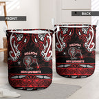 Ngapuhi Aotearoa Meri Kirihimete Laundry Basket Maori Kiwi Bird Silver Fern Koru Pattern