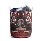 Ngapuhi Aotearoa Meri Kirihimete Laundry Basket Maori Kiwi Bird Silver Fern Koru Pattern