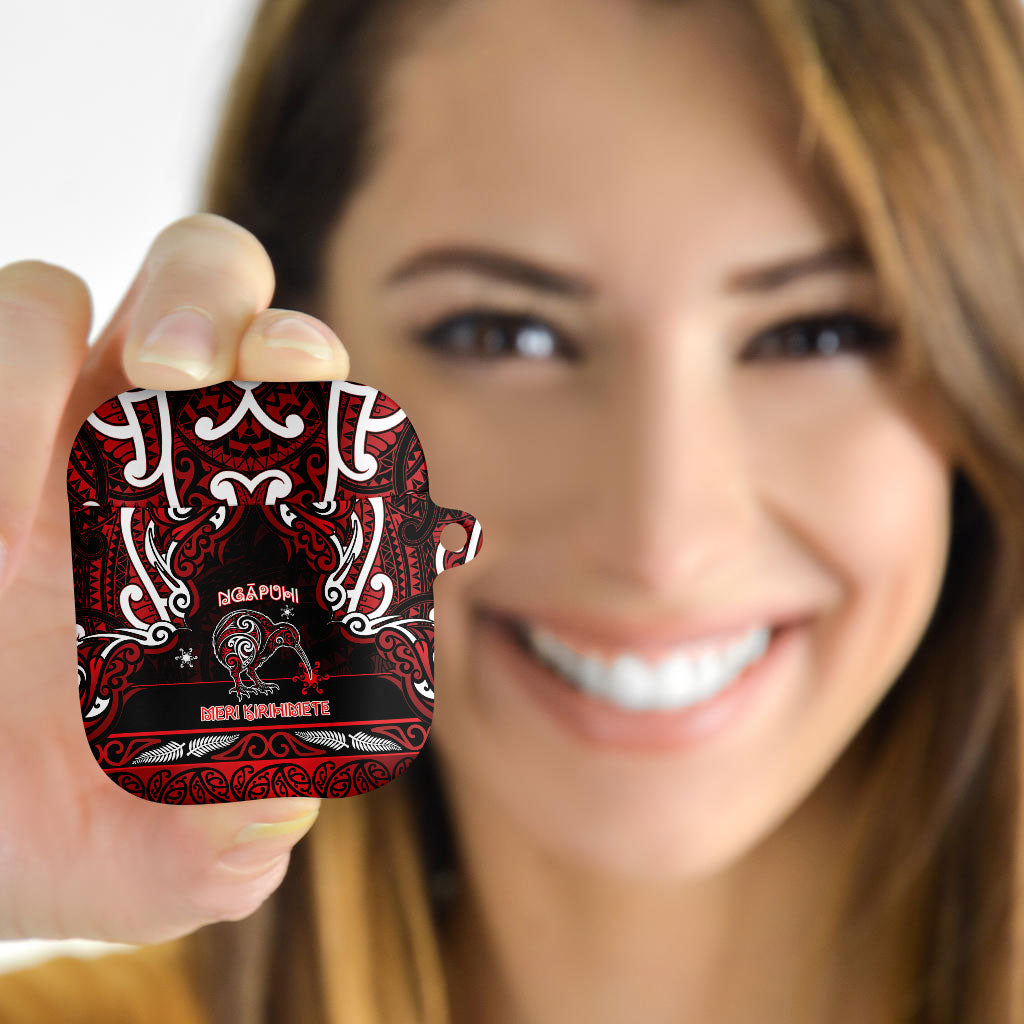Ngapuhi Aotearoa Meri Kirihimete AirPods Case Maori Kiwi Bird Silver Fern Koru Pattern